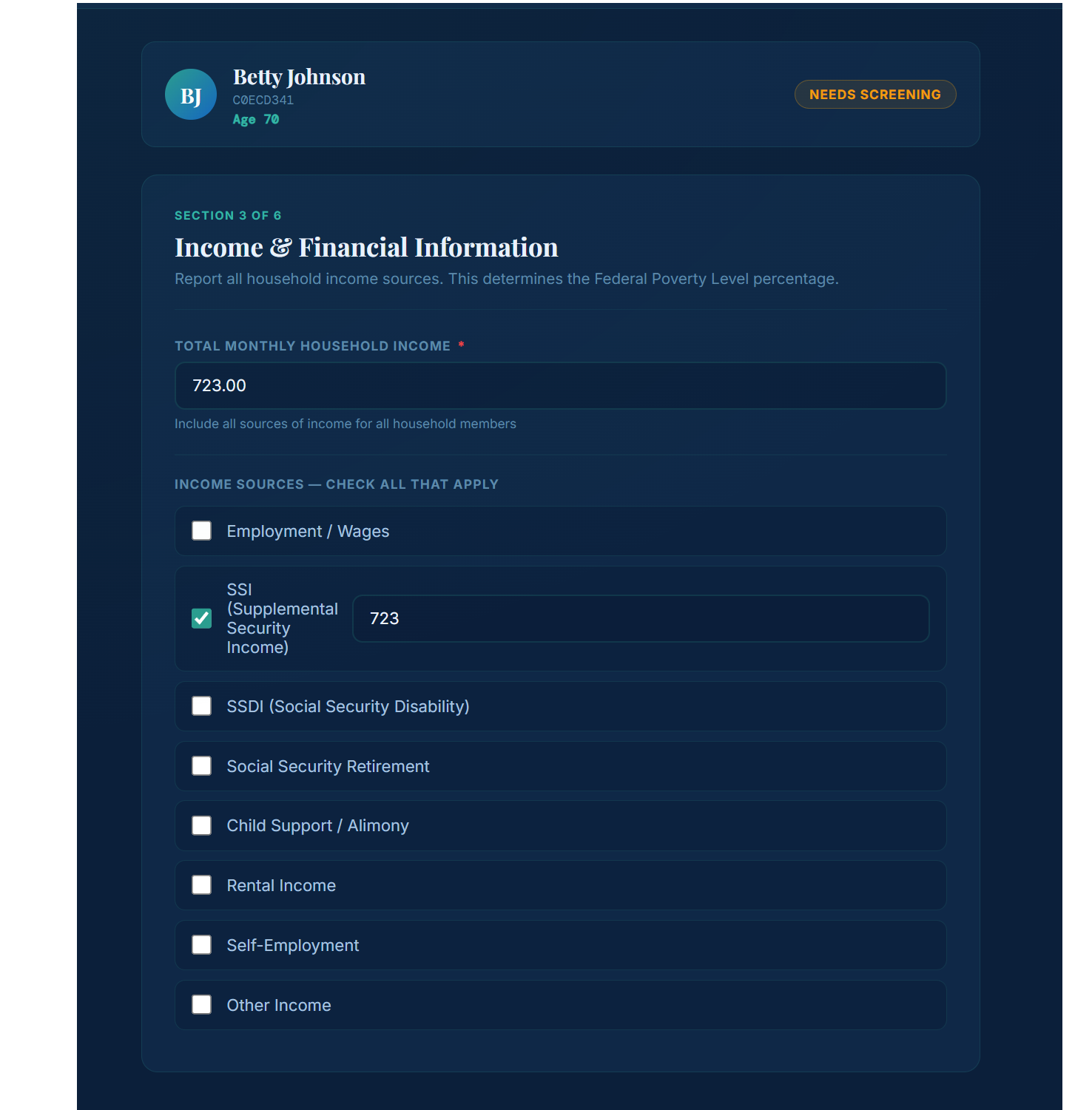 MediEnroll AI Income and Financial Information — Medicaid eligibility mapping